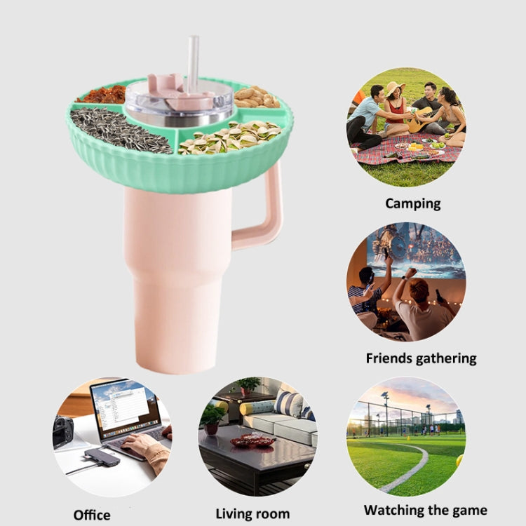 For Stanley Quencher 40oz Tumbler With Handle Snack Tray Silicone Reusable Snack Container(Pink) by bashfashion