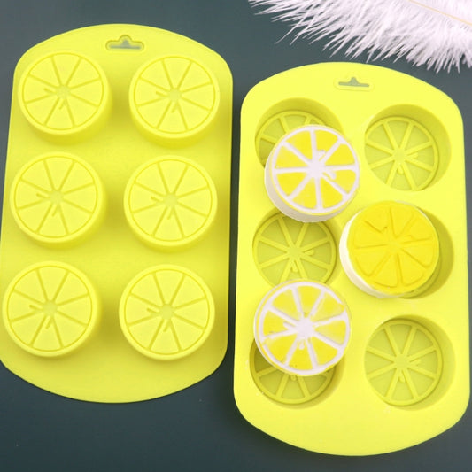 6 Grids Round Lemon Shape Silicone Moon Cake Model Kitchen Baking Handmade Cake Mold(Yellow) by bashfashion