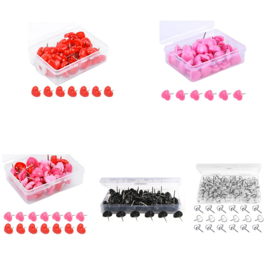 100pcs /Box 7.9x5.8x3cm Love Plastic Studs DIY Office School Colorful Pins(Red) by bashfashion