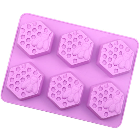 6 Grids Bee Hive Silicone Cake Molds Handmade Aroma Soap Mould(Purple) by bashfashion