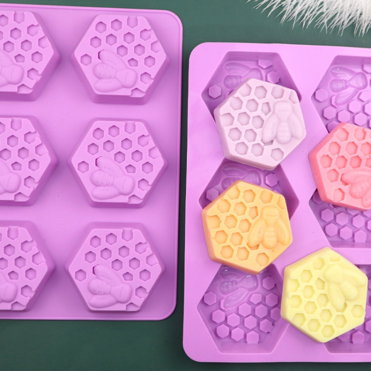 6 Grids Bee Hive Silicone Cake Molds Handmade Aroma Soap Mould(Purple) by bashfashion
