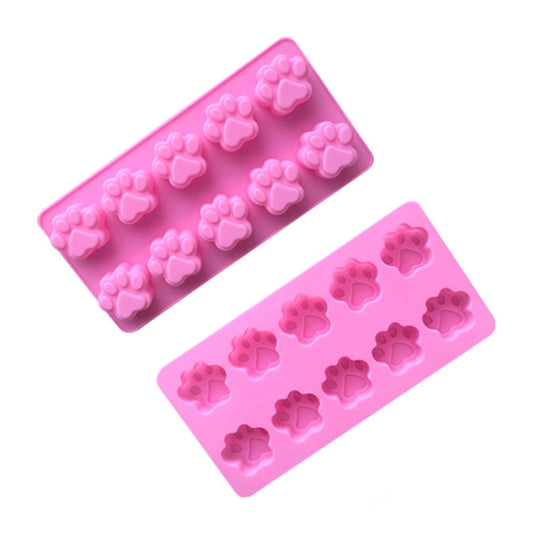 10 Grids Cartoon Kitten Claw Bear Paw Silicone Soap Molds DIY Chocolate Baking Mould(Pink) by bashfashion