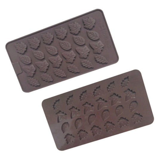 24 Grids Tree Leaf Silicone Chocolate Mould DIY Handmade Soap Mold(Chocolate Color) by bashfashion