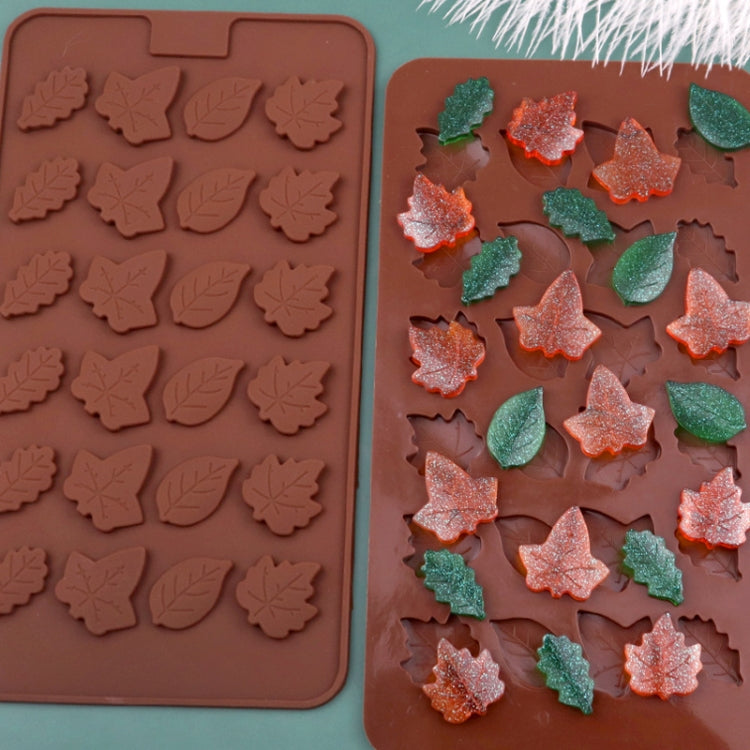 24 Grids Tree Leaf Silicone Chocolate Mould DIY Handmade Soap Mold(Chocolate Color) by bashfashion