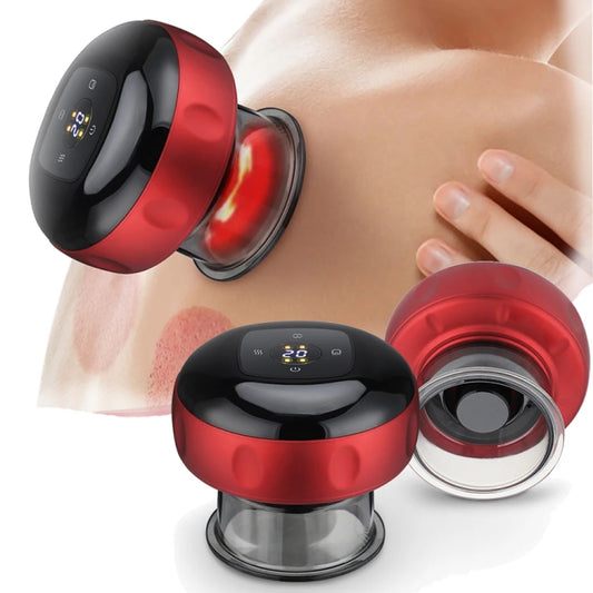 12-speed Remote Control Cupping Therapy Massager Set with 3 Cups(Red) by bashfashion