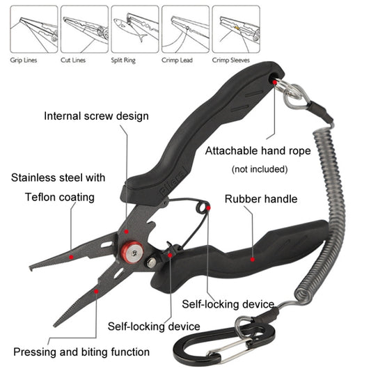 Teflon Stainless Steel Multifunctional Fishing Pliers Anti-slip Cutting Line Open Ring Fishing Tools(Blue Nail) by bashfashion