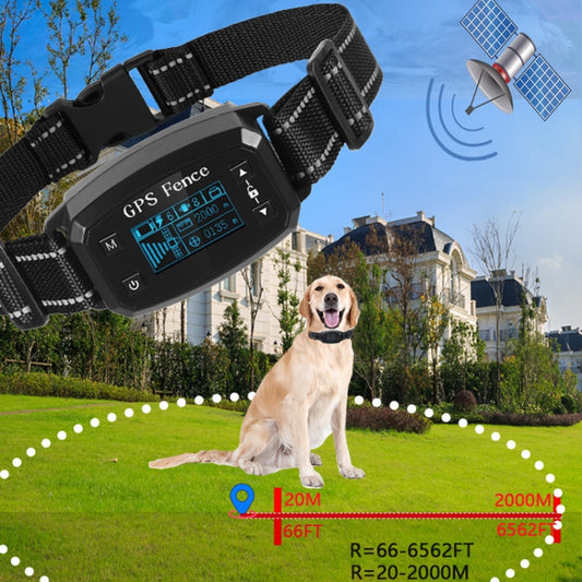 GPS Wireless Electronic Dog Fence Intelligent Automatic Stop Barker OLED Screen Dog Trainer Pet Shock Collar(White) by bashfashion