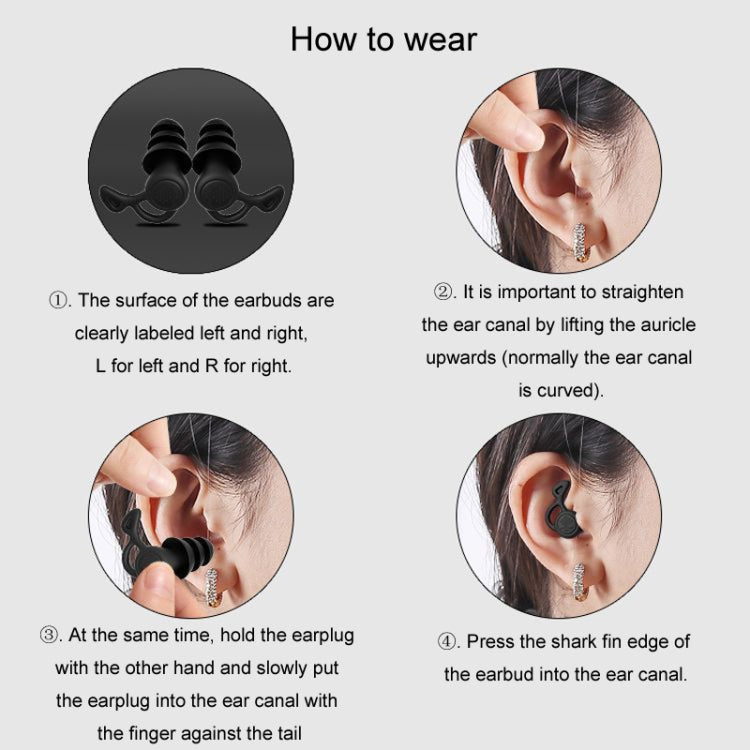 Noise Canceling Sleeping Earplugs Triple Layer Soundproofing Silicone Swimming Earplugs(Blue) by bashfashion