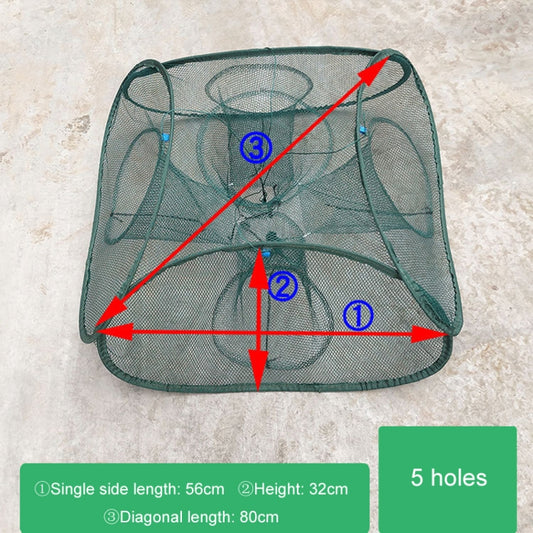 Automatic Folding Fishing Cage Square Fishing Net Shrimp Fishing Gear, Specification: 5 Holes by bashfashion