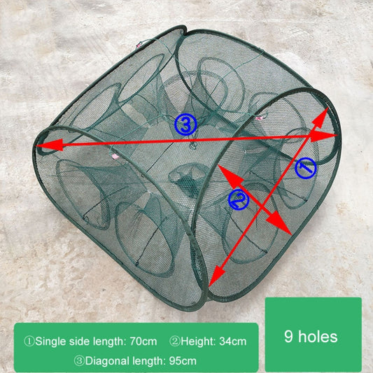 Automatic Folding Fishing Cage Square Fishing Net Shrimp Fishing Gear, Specification: 9 Holes by bashfashion