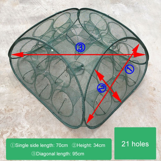 Automatic Folding Fishing Cage Square Fishing Net Shrimp Fishing Gear, Specification: 21 Holes by bashfashion