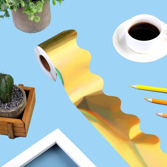 7.6cm x 15m Fan-Shaped Laser Gold Border Paper Bulletin Board Border Decoration by bashfashion