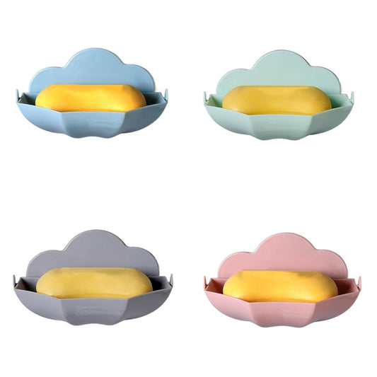 Cloud-shaped Soap Box Drain-free Wall-mounted Cute Soap Rack(Blue) by bashfashion
