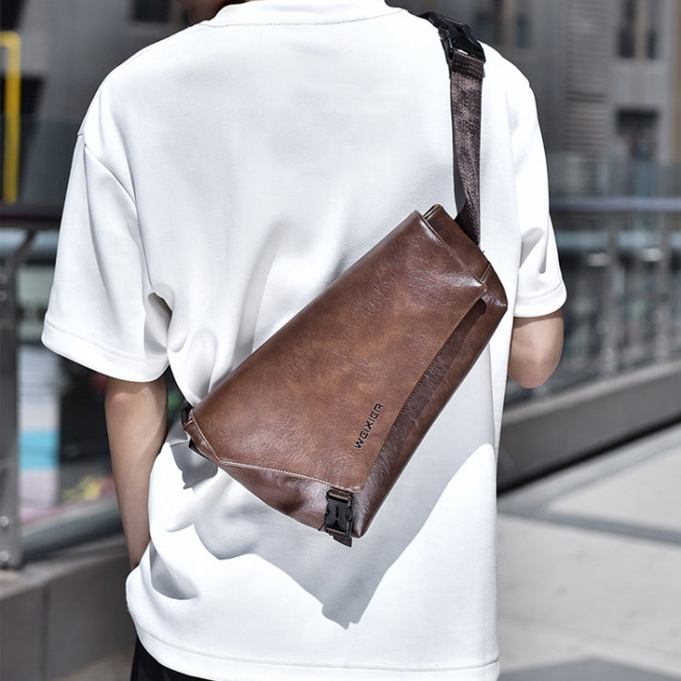 WEIXIER D515 Men Crossbody Single Shoulder Bag Large Capacity Waterproof Messenger Backpack(Black) by WEIXIER