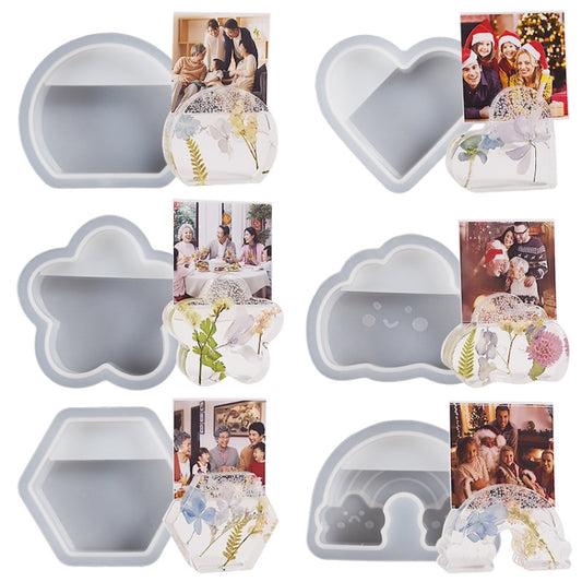 2pcs Business Card Holder Photo Clip Mold DIY Crystal Glue Resin Mold, Style: Semicircle 003 by bashfashion