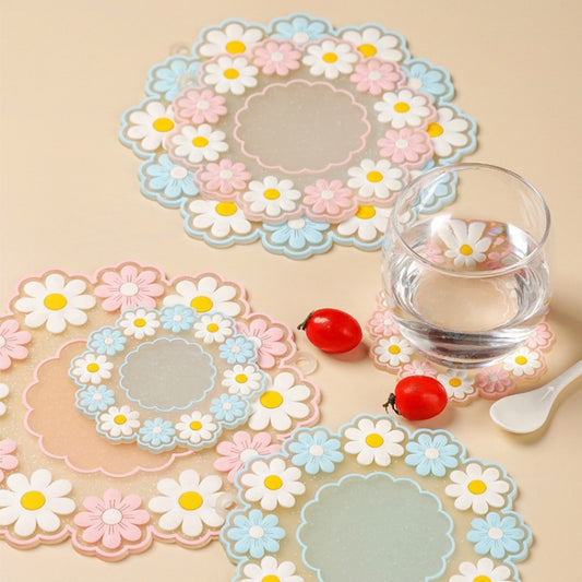 Household High Temperature Resistant Daisy Coasters Kitchen Tabletop Insulation Mat, Style: Blue Small by bashfashion