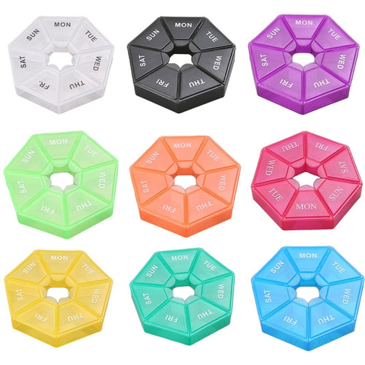 2pcs Portable Transparent Moisture-Proof Weekly 7-grids Pill Storage Box(Black) by bashfashion