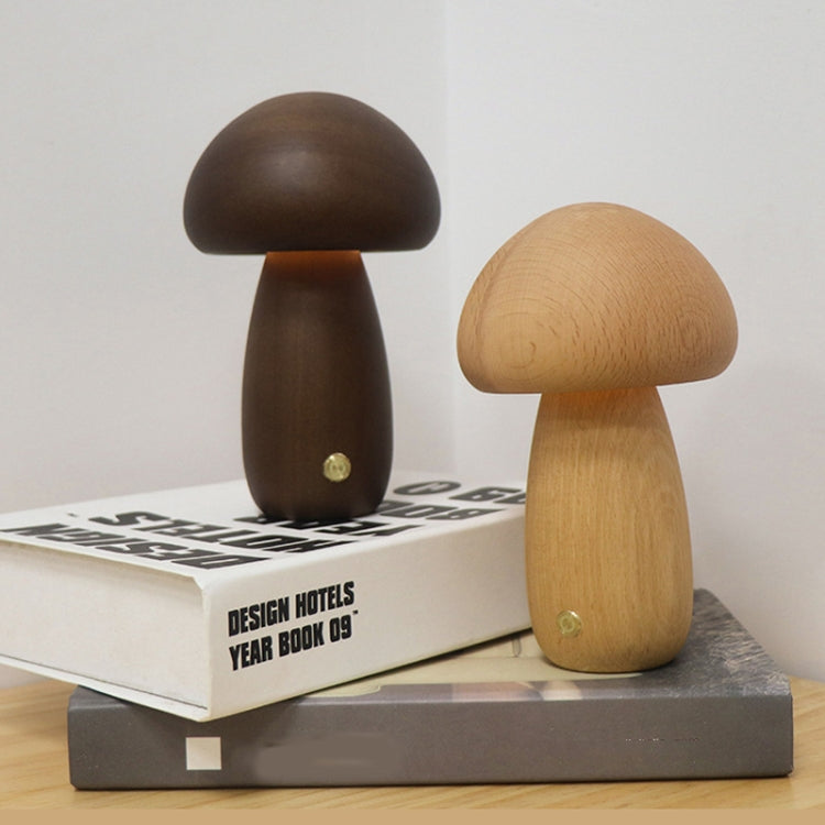 Mushroom Shape Night Light Touch Control Dimmable Bedside Atmosphere Lamp, Style: C Type Walnut by bashfashion