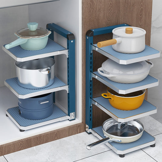 Adjustable Kitchen Pot Rack Household Multifunctional Folding Organizer, Style: 2 Layers by bashfashion
