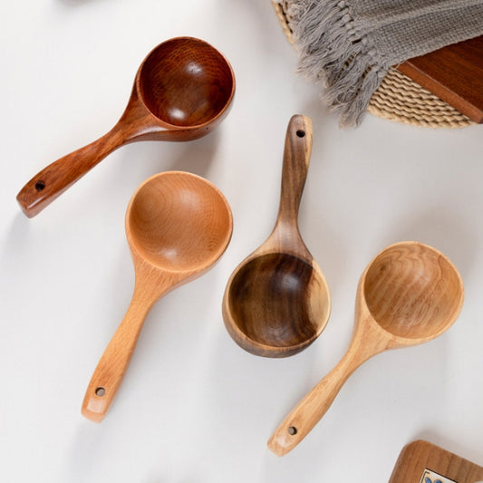 Household Wooden Long Handle Large Soup Spoon Eating Noodle Spoon Water Scoop, Material: Tanoak (Old Lacquer Color) by bashfashion