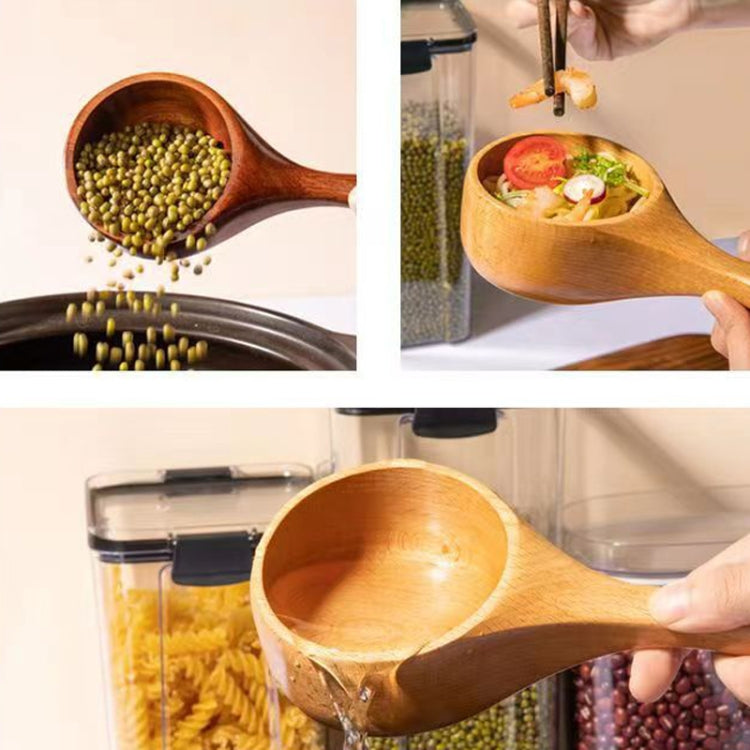 Household Wooden Long Handle Large Soup Spoon Eating Noodle Spoon Water Scoop, Material: Tanoak (Original Color) by bashfashion