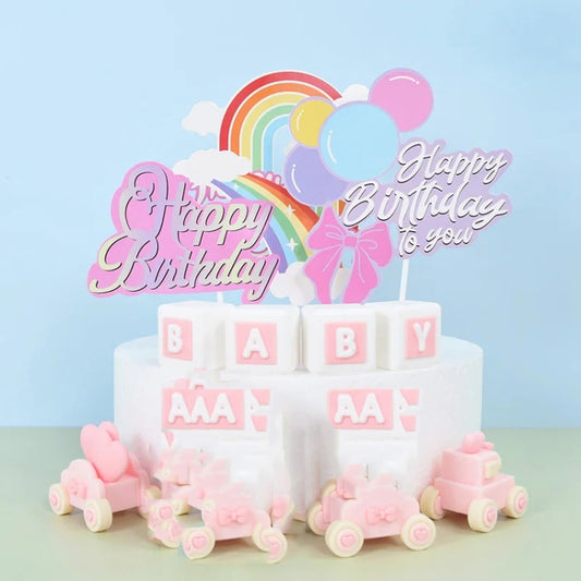 20pcs Birthday Party Cake Toppers Baking Cake Ornament Flags Dessert Decoration, Style: Balloon 1 by bashfashion