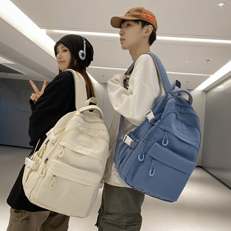 Student Backpack Lightweight Travel Bag Large Capacity Commuter Bag For Men And Women(White) by bashfashion