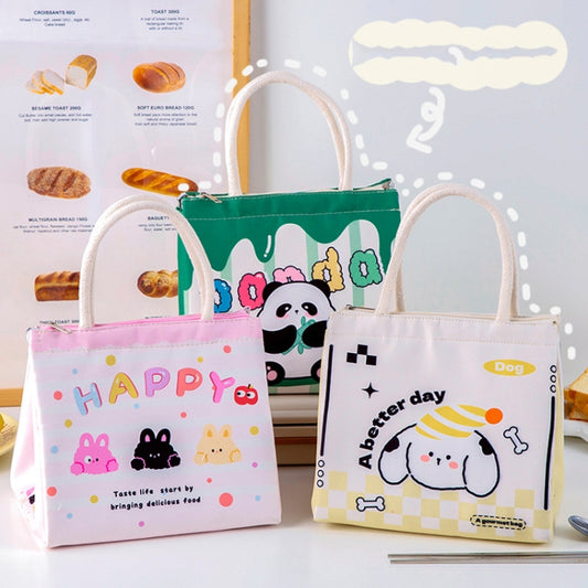 Cute Cartoon Portable Thermal Bento Bag Thickened Aluminum Film Insulation Lunch Box Storage Bag, Style: Panda by bashfashion