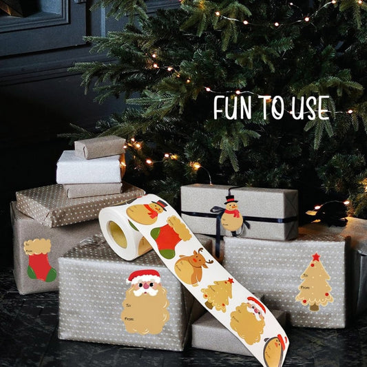 200pcs/Roll Christmas Decoration Stickers Holiday Gift Tag Tape(75x55mm) by bashfashion