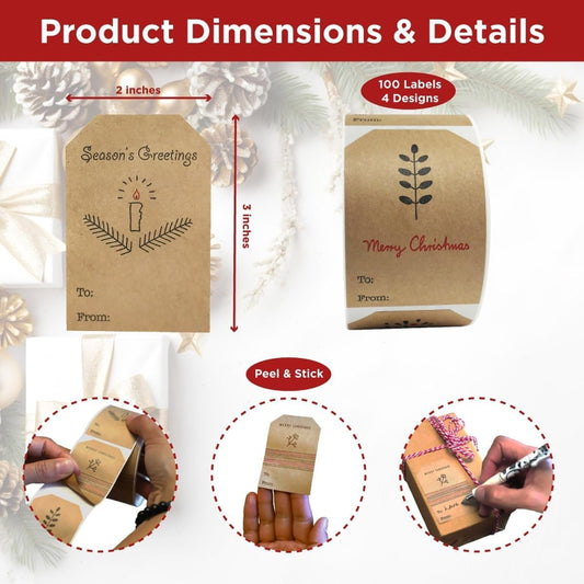 200pcs/Roll Christmas Decoration Stickers Holiday Gift Tag Tape(75x50mm) by bashfashion