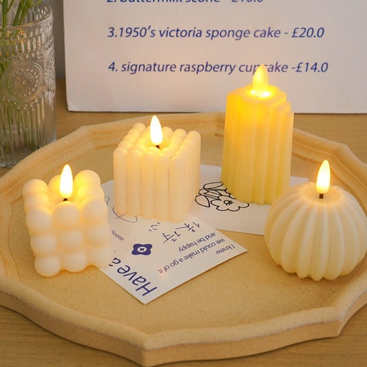 LED Geometry Electronic Candle Light Bedroom Atmosphere Ornaments Photo Props(Dots) by bashfashion