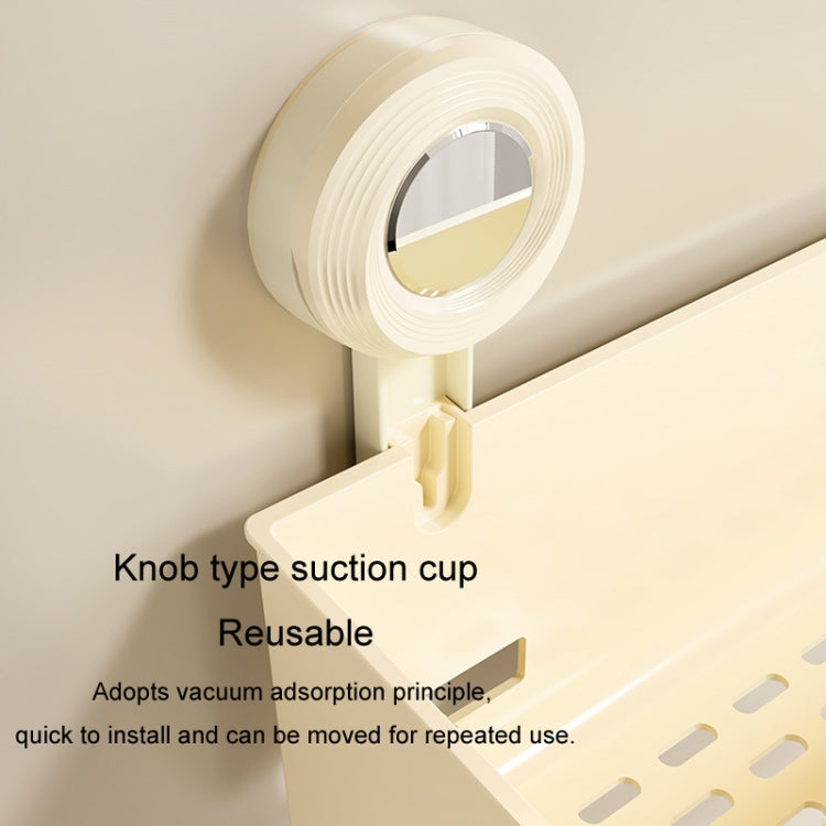 Suction Cup Wall Mounted Bathroom Shelf Drainage Detachable Storage Rack Hanging Basket, Style: 2 Layers Large White by bashfashion