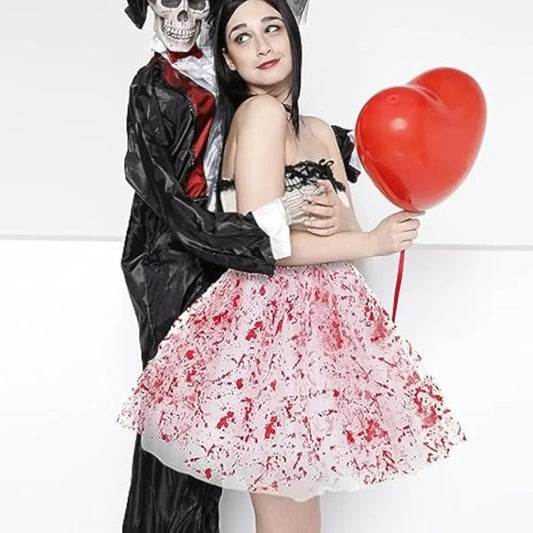 Halloween Party Decoration Blood Print Masquerade Props Horror Costume Cosplay Props, Style: Bloody Skirt(Average) by bashfashion