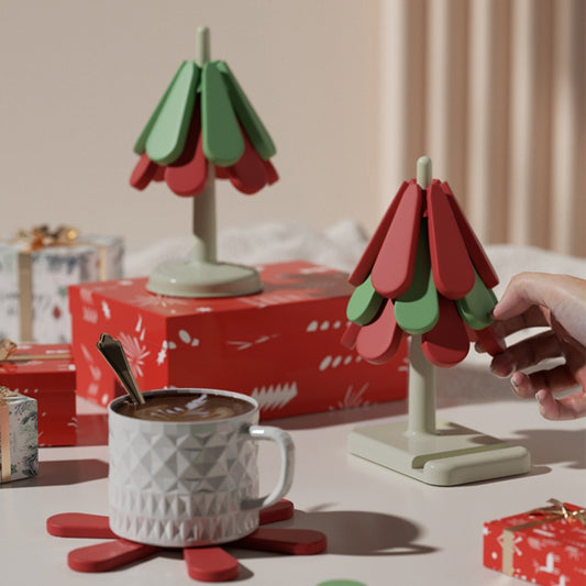 Christmas Tree Heat Resistant Table Mat Household Foldable Thermal Insulated Placemat Pot Mat, Style: Round Base by bashfashion