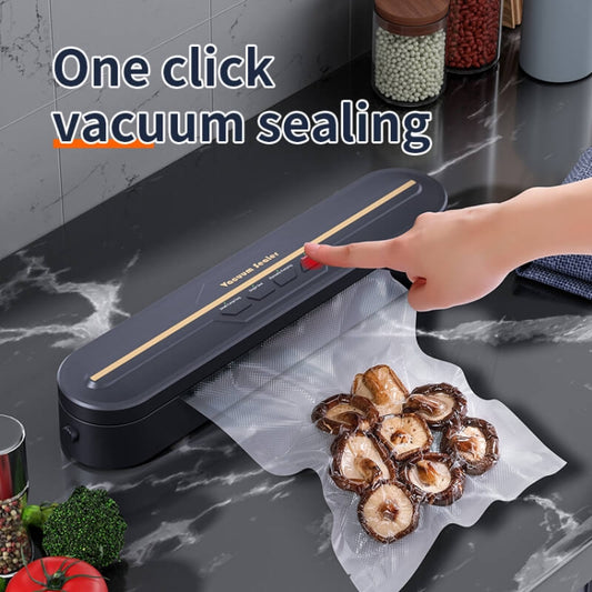 Food Vacuum Sealer Machine 60KPA Strong Suction, Small / Large Bag Modes With 10 Vacuum Bags EU Plug(Black) by bashfashion