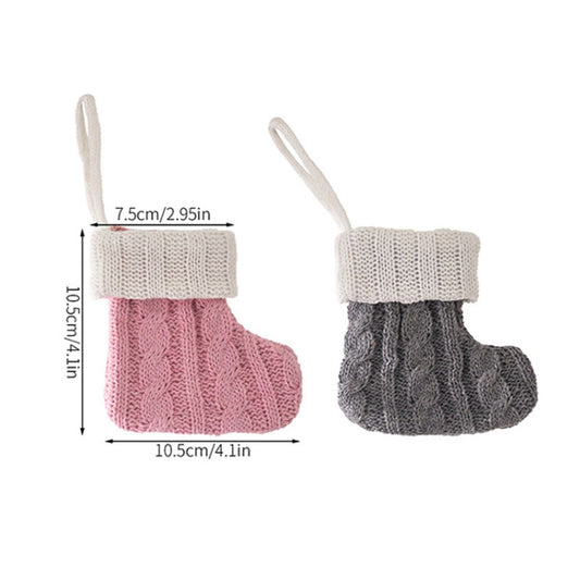 Mini Knitted Christmas Gift Socks Holiday Decorations(Gray) by bashfashion