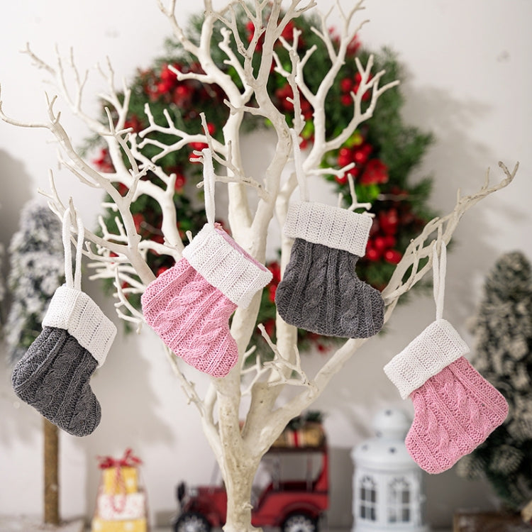 Mini Knitted Christmas Gift Socks Holiday Decorations(Gray) by bashfashion