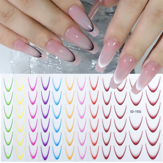 SD-1932 Line Nail Art Stickers Self-Adhesive Gradient Color French Manicure Stickers DIY Nail Tips Decals by bashfashion