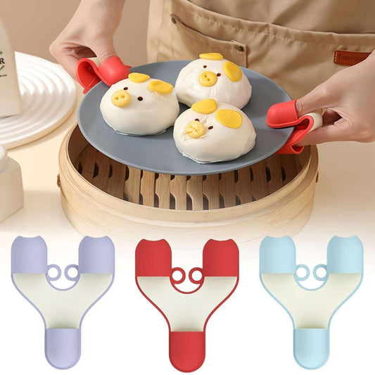 2pcs /Pack Silicone 3-Finger Anti-Scalding Clip Heat Resistant Gloves Bowl Dish Lifter(Blue) by bashfashion