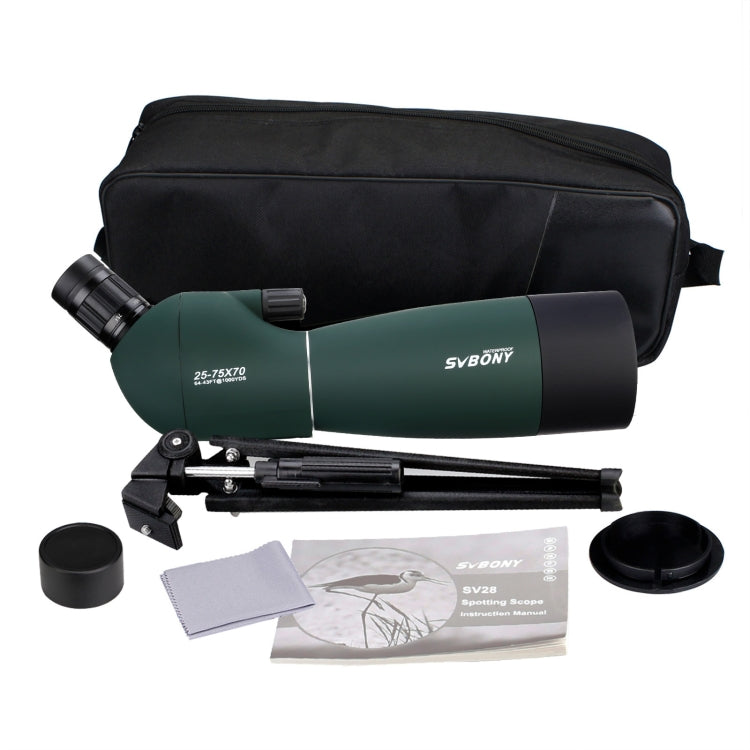 SVBONY SV28 25-75x70 HD Birding Scope With Tripod, Style: 15mm Eyepiece Green Film by SVBONY