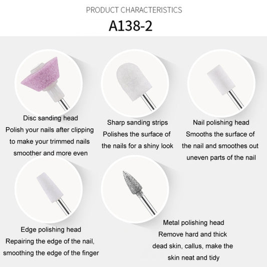 A138-1 Manicure Grinding Heads Set Nail Polishers Accessories Nail Tools by bashfashion