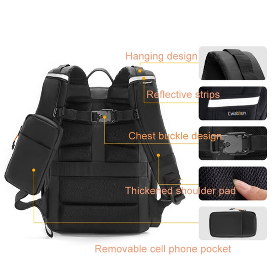 Cwatcun D132 DSLR Camera Backpack Hard-shell Crashproof Waterproof Decompression Shoulder Photo Bag, Color: 2nd Generation Large Black by Cwatcun