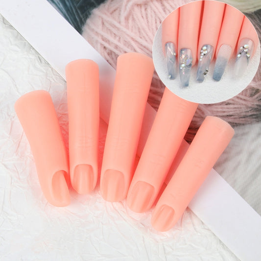 5pcs /Set Nail Art Silicone Fake Fingers Insertable Nail Piece Practice Finger Molds, Style: Without Magnet by bashfashion