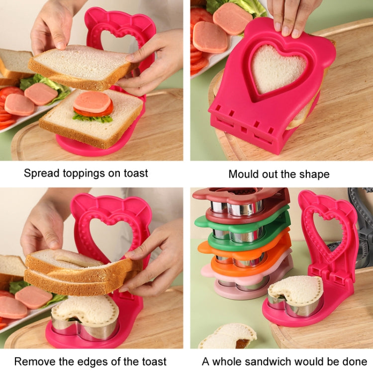 Love Sandwich Sealing Mould Household DIY Baking Tools(Rose Red) by bashfashion
