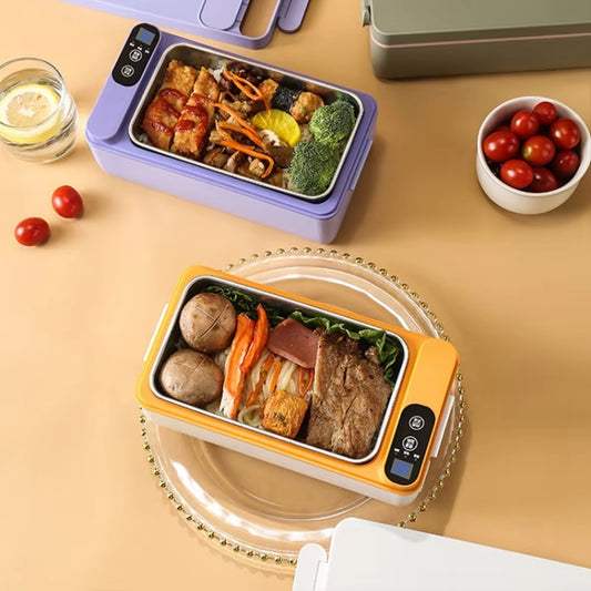 1000ml Wireless Heating Lunch Box USB Rechargeable Bento Box English Version(Yellow) by bashfashion