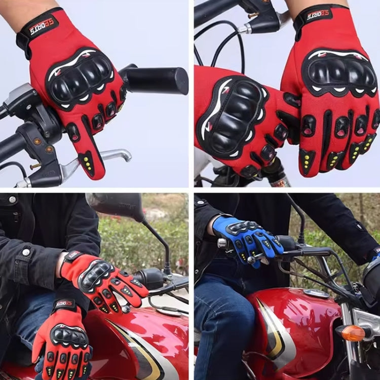 Motorcycle Gloves Men Riding Racing Anti-Slip Hard Shell Outdoor Full Finger Touchscreen Gloves, Size: Average(Red) by bashfashion