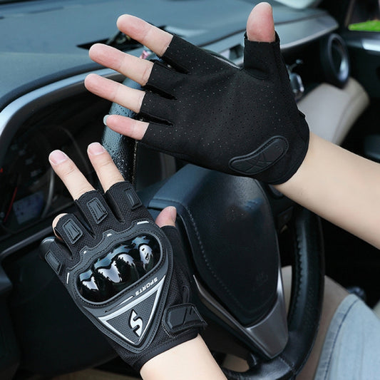 Motorcycle Protection Half Finger Gloves Men Outdoor Riding Sports Tactical Hiking Gloves, Size: Average(Red) by bashfashion