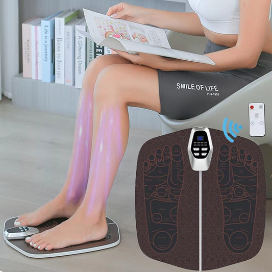 EMS Foot Massager Pad Foldable Pulse Foot Massage Mat Microcurrent Foot Physical Therapy With RC(Coffee) by bashfashion