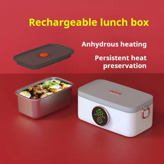 1000ml USB Rechargeable Lunch Box Wireless Heating Bento Box Timing Adjustment(White) by bashfashion