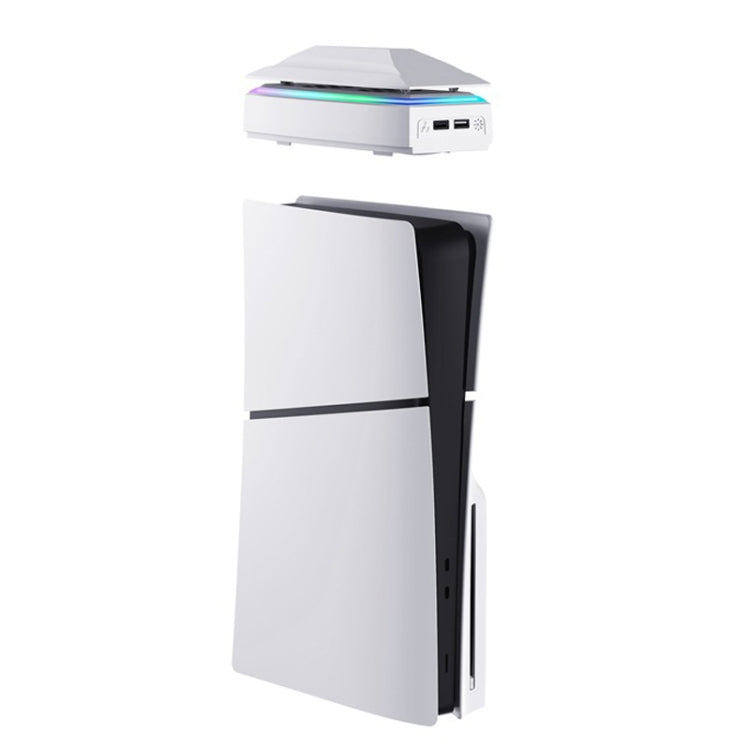 For PS5 Slim Top Dustproof Colorful Cooling Fan 3 Adjustable Speed(White) by bashfashion